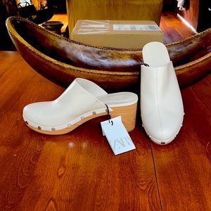 Zara Heeled Clog- brand new, never worn, tags still attached. Size 38 (US 7.5)